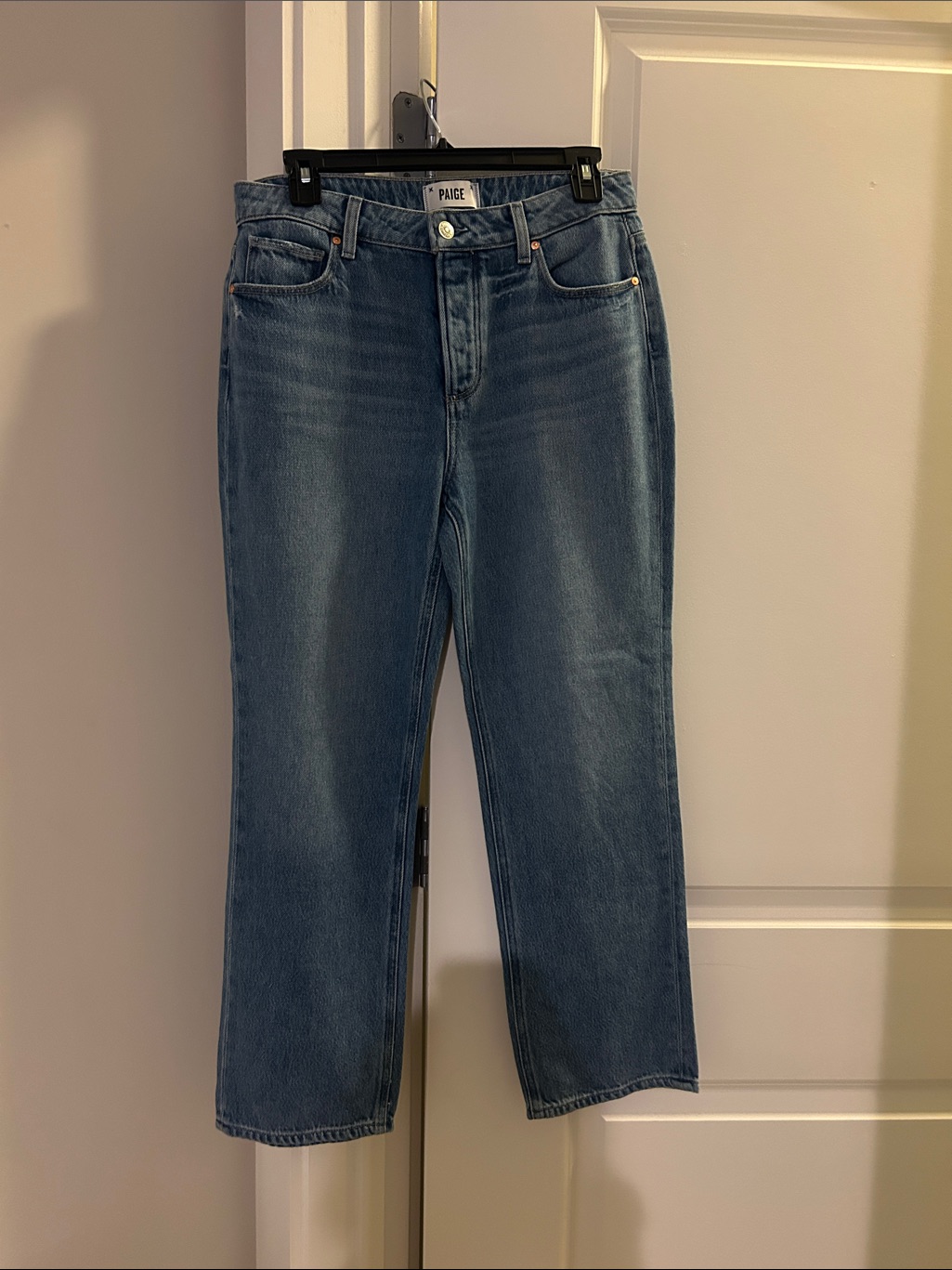 Nwot: Paige Women’s Straight-Leg Light Blue Denim Jeans